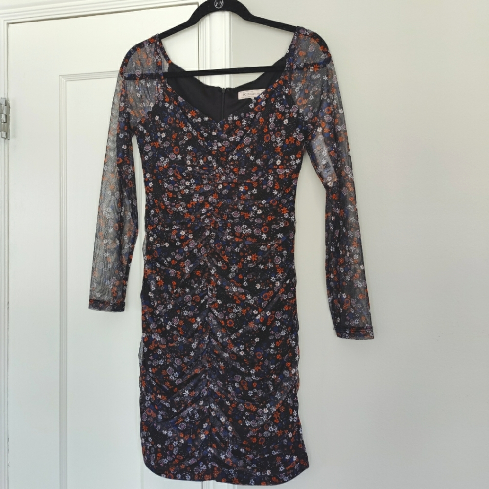 BCBGeneration Dark Mesh Floral Mini Dress | 8 - Picture 3 of 16